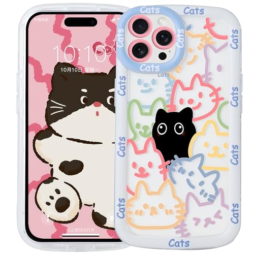 LIOPEU Niedliche Hüllen für iPhone 13 Pro, lustiges, buntes Katzenmuster, weich, stoßfest, Schutzhülle für Damen und Mädchen LIOPEU Niedliche Hüllen für iPhone 13 Pro, lustiges, buntes Katzenmuster, weich, stoßfest, Schutzhülle für Damen und Mädchen von LIOPEU