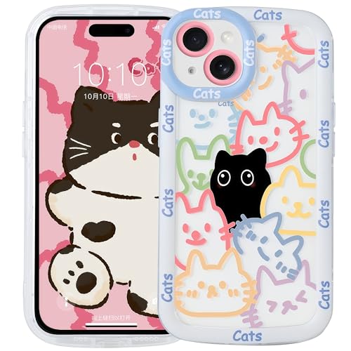 LIOPEU Niedliche Hüllen für iPhone 14 Plus, lustiges, buntes Katzenmuster, weich, stoßfest, Schutzhülle für Damen und Mädchen LIOPEU Niedliche Hüllen für iPhone 14 Plus, lustiges, buntes Katzenmuster, weich, stoßfest, Schutzhülle für Damen und Mädchen von LIOPEU