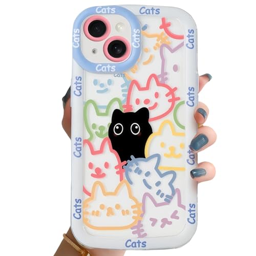 LIOPEU Niedliche Hüllen für iPhone 16 Plus, lustiges, buntes Katzenmuster, weich, stoßfest, Schutzhülle für Damen und Mädchen LIOPEU Niedliche Hüllen für iPhone 16 Plus, lustiges, buntes Katzenmuster, weich, stoßfest, Schutzhülle für Damen und Mädchen von LIOPEU