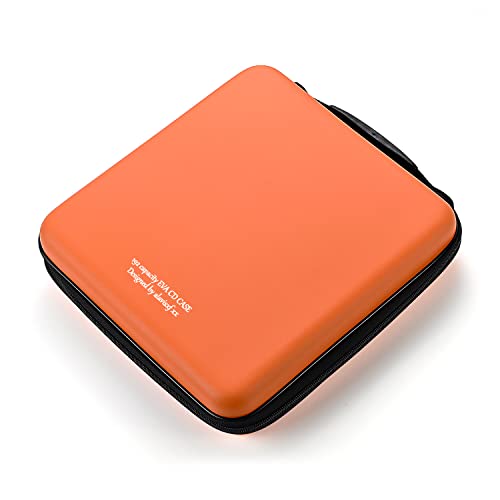 LIOVODE DVD-Hülle, 192 Kapazität Eva CD Case Halter Storage Organizer Portable Protective DVD Wallet Holder for Car (192 Kapazität, Orange 192) von LIOVODE