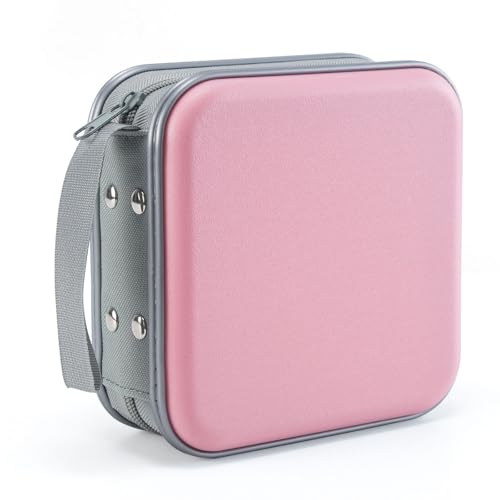 LIOVODE DVD-Hülle, 48 Kapazität, CD-Hülle, tragbare CD-Hülle, Halterung, Aufbewahrung, Hartplastik, DVD-CD-Brieftaschen-Halter, Organizer für Auto (Hellrosa) von LIOVODE