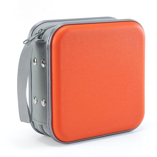 LIOVODE DVD-Hülle, 48 Kapazität, CD-Hülle, tragbare CD-Hülle, Halterung, Aufbewahrung, Hartplastik, DVD-CD-Brieftaschen-Halter, Organizer für Auto (Orange) von LIOVODE