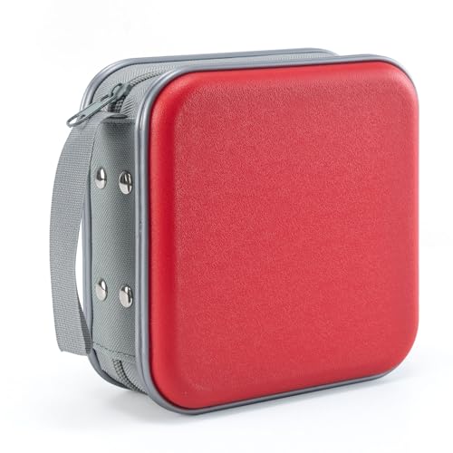 LIOVODE DVD-Hülle, 48 Kapazität, CD-Hülle, tragbare CD-Hülle, Halterung, Aufbewahrung, Hartplastik, DVD-CD-Brieftaschen-Halter, Organizer für Auto (rot) von LIOVODE