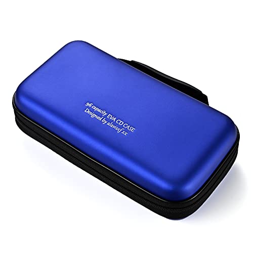 LIOVODE DVD Tasche,96 Kapazität Eva Material CD-Hülle Halter Lagerung Veranstalter Medien Halten Hartplastik Schutz Disc Brieftasche Speicher für Auto (96 Kapazität, Blau96) von LIOVODE