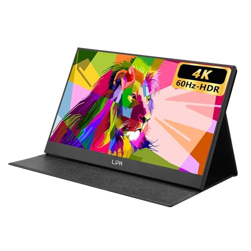 Lipa AX-60 Portable Monitor 4k Ultra hd 15.6" 4k Monitor, hdmi USB c, voor Playstation, Xbox, Switch, Computer en Smartphone, met case en Kickstand, Zwart von LIPA