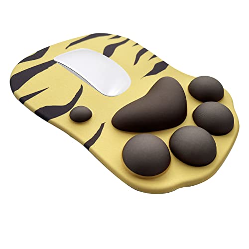 LIPUDAS 3D Yellow Mauspad Katzenpfote - Niedlich Ergonomisch Spiel Mauspad Rutschfestes Silikon Mausmatte, Elastizität, Lycra Glatte Oberfläche, kein Geruch, Handaglage für Bisro (10x7in) von LIPUDAS