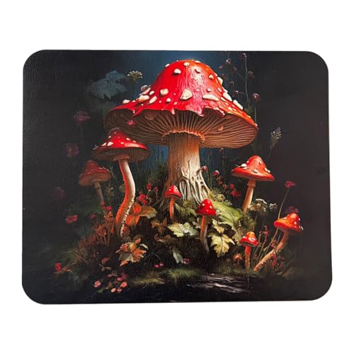 LIPUDAS Ultra-Soft Leather Mouse Pad, Personality Mushroom Pattern Mouse Pad, Waterproof, Anti-Slip 8.66x7.09 Inch Office Mouse Pad von LIPUDAS