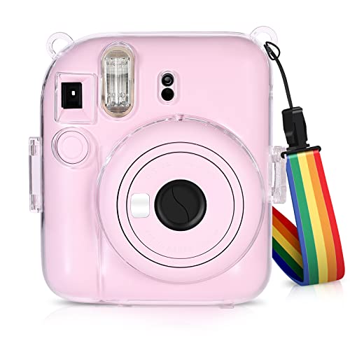 Kameratasche für Instax Mini 12, Sofortbildkamera-Tasche-Hartschalen-Kameratasche mit verstellbarem Schultergurt (Klar+Regenbogen) von LIRDDY
