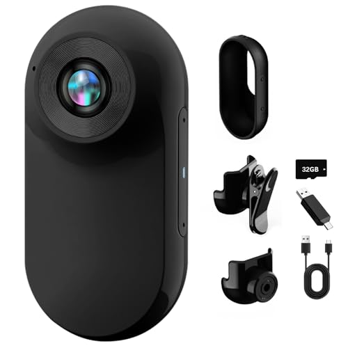 360° Action Kamera, Mini Action Cam1080P und 32 GB Speicherkarte Helmkamera, Magnetische Taschen-Daumenkamera Aktion K-amera, Motorrad Bodycam, Mini K-amera, Outdoor Sport Kamera mit Bildschirm von LIROPAU