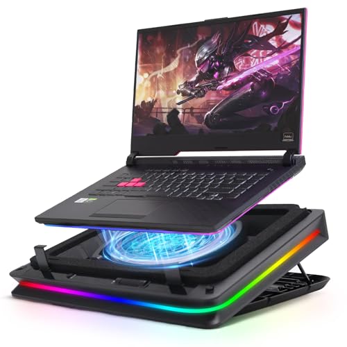 Gaming Laptop Kühler Kühlpad mit Touch-Bedienung stufenloser, Laptop Cooler für Schnelle Kühlung 13-19 Zoll Notebook mit stufenloser Geschwindigkeit 18cm Extra-groß Leistungsstarker Turbo-Lüfter von LIROPAU