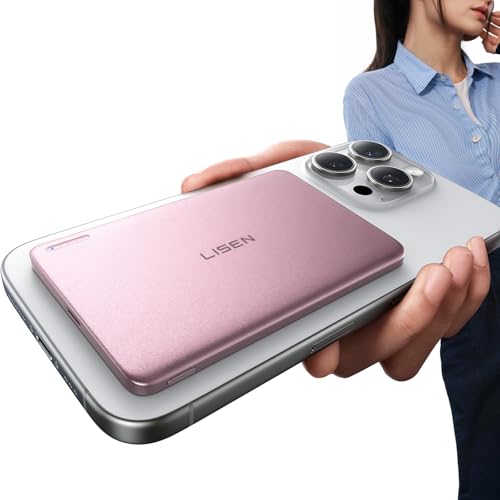 LISEN 0.8CM Mini Slim Magsafe Powerbank für iPhone 16 Wireless Power Bank ohne Kabel 5000mAh Magnetisch Akku 18W PD USB C Induktiv Powerbank Kabellos für iPhone 16 Pro Max /15/14 /13/12 Mini Rose LISEN 0.8CM Mini Slim Magsafe Powerbank für iPhone 16 Wireless Power Bank ohne Kabel 5000mAh Magnetisch Akku 18W PD USB C Induktiv Powerbank Kabellos für iPhone 16 Pro Max /15/14 /13/12 Mini Rose von LISEN