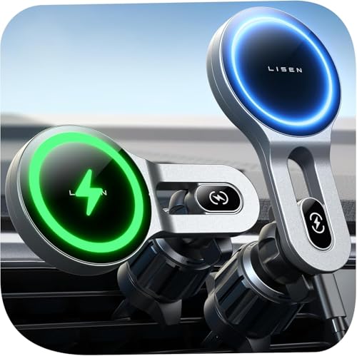 LISEN 15W für Magsafe autohalterung mit ladefunktion handyhalterung Auto Mag safeladegerät Auto Wireless Ladegerät Auto Magnet Handyhalterung Auto für iPhone 16/15/14/13/12 ProMax Mini Plus Serie von LISEN