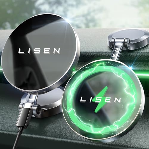 LISEN 15W für Magsafe Autohalterung mit Ladefunktion Magsafe Ladegerät Auto Magnet Handyhalterung Auto Wireless Car Charger KfZ Handy Halterung für iPhone 15 14 13 12 Pro Max Mini Plus von LISEN