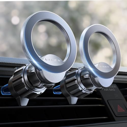LISEN 2 Stück Handyhalterung Auto Magnet fit MagSafe Autohalterung [24x N55 Magnet] Smartphone Handy Halterung Auto, handyhalterung Auto lüftung für iPhone 16 15 14 13 12 Pro Max Mini MagSafe Hülle von LISEN