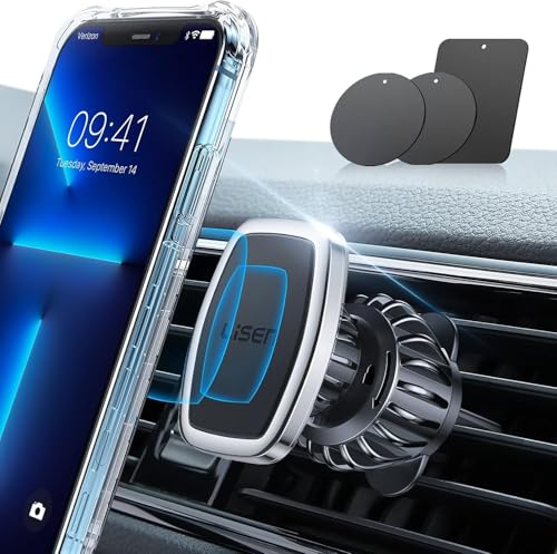 LISEN 2023 Auto-Telefonhalterung Magnet [30X Leistungsstark] Tragbare Halterung für Elektronische Geräte, Kompatibel für iPhone Samsung C, Kabellose Entlüftung, Metall, 1 Stück von LISEN