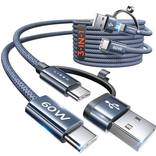 LISEN 60W [2 Stück] USB Kabel, 3.1A USB A/C zu USB-C Kabel für iPhone 15 Pro Max iPad Pro/AIR/Mini 6 MacBook Galaxy S23 von LISEN