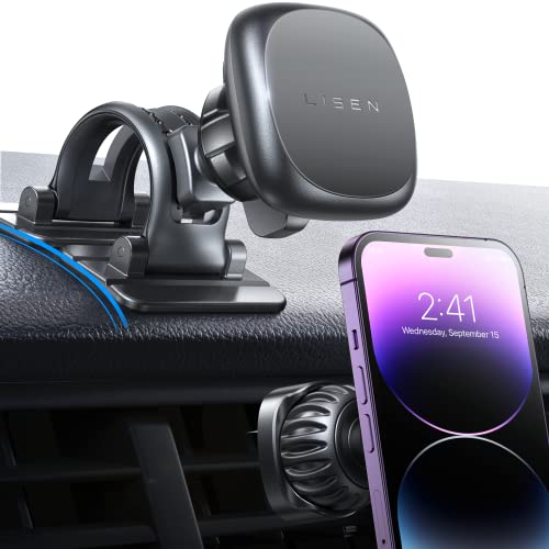 LISEN Handyhalterung Auto Magnet[6X N52 Magnete] 360° Grad Drehung Armaturenbrett Handyhalter fürs Auto Magnetische Handyhalterung fürs Auto Kompatibel für iPhone 15 Pro Max Plus von LISEN