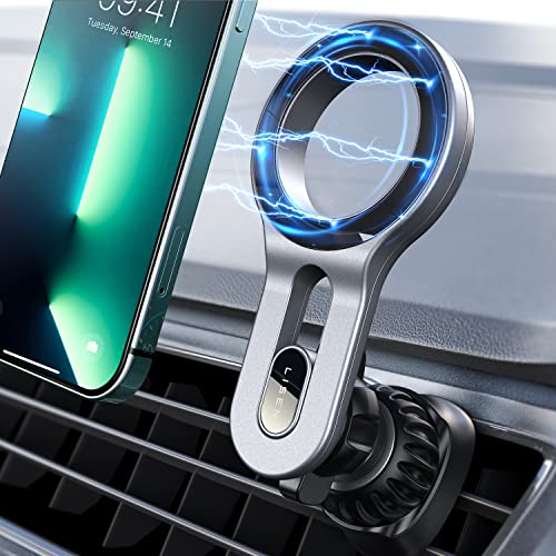LISEN KFZ Handyhalterung Auto Kompatibel mit MagSafe Autohalterung, Universal Handyhalterung Auto Magnet,100% Silikonschutz Halterung Auto für Alle Handys & Autos iPhone 13 12 Pro Max Mini (Silver) von LISEN