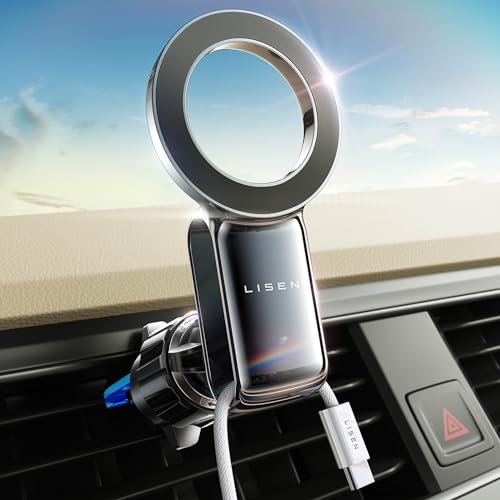 LISEN Magsafe Handyhalterung fürs Auto, zur Verbesserung 2024 [30 super starke Magnete] [Case Friendly] Magnetische Halterung für Telefonhalterung Auto Magnet für alle iPhone 15 14 13 Pro Max von LISEN