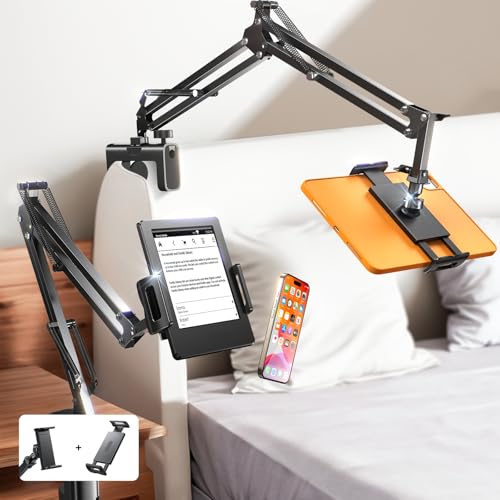 LISEN Tablet Halterung, Superflexibel Einstellbar Tablet Halter Bett Kindle Halterung Ständer Lang Arm 2 Clips Handy Handyhalter für iPad Handy Switch Samsung Galaxy Tabs Kindle Smartphone von LISEN