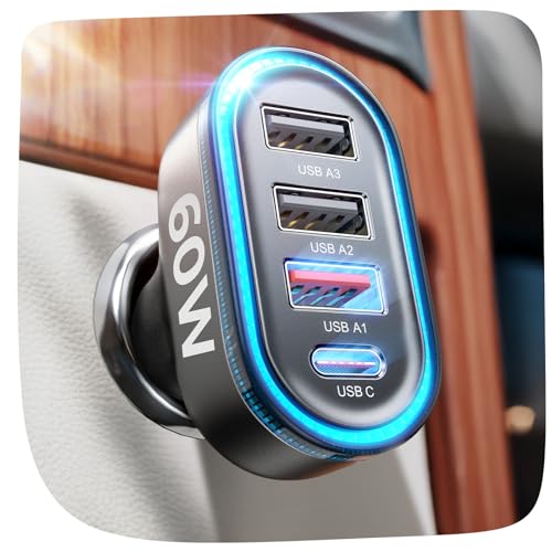 LISEN USB C Car Charger, 60W 4 Ports Super Fast Car Charger Adapter, PD3.0 & QC3.0 30W Type C Car Charger for iPhone 16/15/14/13/12/11 Pro Max Plus Samsung Galaxy S24 Ultra/S23 Cigarette Lighter LISEN USB C Car Charger, 60W 4 Ports Super Fast Car Charger Adapter, PD3.0 & QC3.0 30W Type C Car Charger for iPhone 16/15/14/13/12/11 Pro Max Plus Samsung Galaxy S24 Ultra/S23 Cigarette Lighter von LISEN