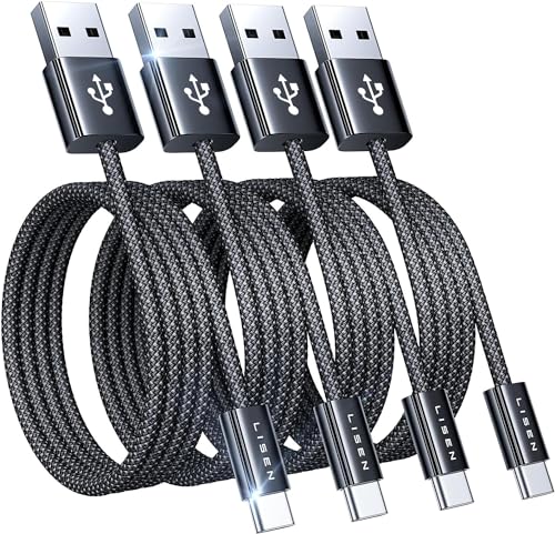 LISEN USB C Kabel, 4 Stück USB C Ladekabel, 3.2A Ladekabel Samsung Schnellladekabel [0.5M+1M+2M+2M] Nylon für Samsung Galaxy S24 S23 S10 S9 S8 Plus, Note 10/9/8, A3 A5 A7, LG V30/V20/G5/G6, Huawei P30 von LISEN