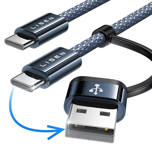 LISEN USB C Kabel 60W PD 3.0, USB C Ladekabel mit USB Adapter, USB C auf USB Ladekabel iPhone 15 Pro Max, Samsung Galaxy S24 MacBook Pro/Air, Tablet, iPad Pro 12.9 iPad Air 5/Mini 6, Pixel 1M von LISEN