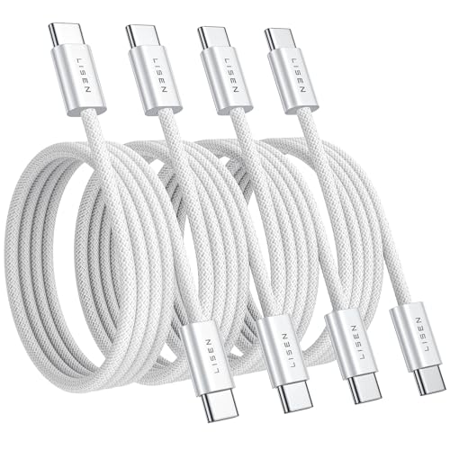 LISEN USB C auf USB C Kabel [4er Pack, 0,5M 1M 1M 2M], 60W PD 3.0 Schnellladekabel USB C Kabel für Samsung Galaxy S23 S22 S21, iPad Air/Pro/Mini, iPhone 15, Tab, Mi, Huawei, OnePlus, White von LISEN