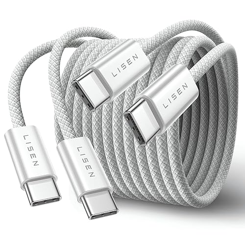 LISEN USB C auf USB C Kabel Kurz 2m, 2 Stück PD 60W Ladekabel USB C auf USB C Schnellladekabel und Datenkabel Nylon Typ c Ladekabel für iPhone 16/16 15 Pro/15 Pro Max Samsung Galaxy Huawei -USB 2.0 von LISEN