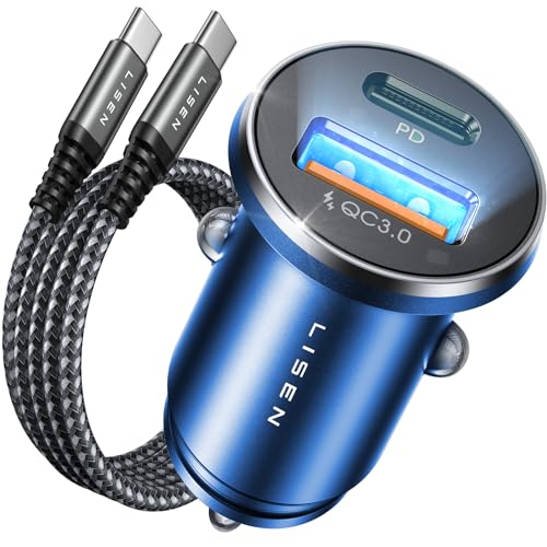 LISEN Zigarettenanzünder USB C Auto Ladegerät 54W Mit 60W Kabel Blue von LISEN