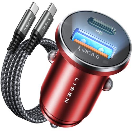 LISEN Zigarettenanzünder USB C Auto Ladegerät 54W Mit 60W Kabel Red von LISEN