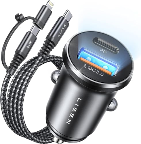 LISEN Zigarettenanzünder USB C Auto Ladegerät 54W PD&QC3.0 KFZ Ladegerät USB zigarettenanzünder Adapter 12v USB Adapter Auto Ladegerät mit USB C auf C/Lightning für Samsung S24 iPad iPhone 16 Pro 15 LISEN Zigarettenanzünder USB C Auto Ladegerät 54W PD&QC3.0 KFZ Ladegerät USB zigarettenanzünder Adapter 12v USB Adapter Auto Ladegerät mit USB C auf C/Lightning für Samsung S24 iPad iPhone 16 Pro 15 von LISEN