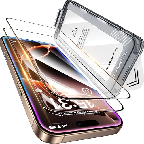 LISEN |2 Stück| HD Schutzfolie für iPhone 16 Pro (6,3 Zoll) [Full Screen] Auto-Installation [9H Härte Folie] Anti-Fingerabdruck Anti-Öl Panzerglas, Schutzglas, Displayschutz, Panzerfolie 0.33mm von LISEN