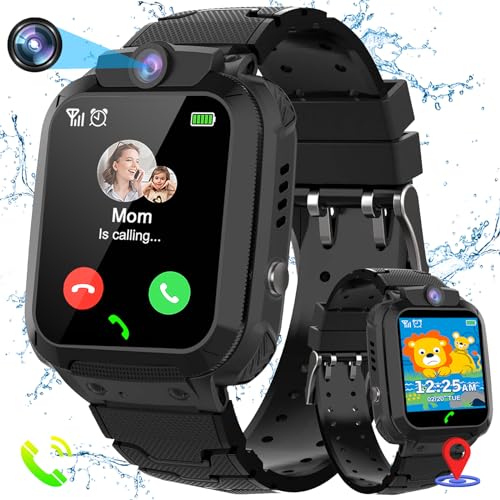 LITEYPP Kinder Smartwatch, Kinderuhr mit GPS Kinder Telefonuhr Wasserdicht IP67 Armbanduhr Junge Mädchen mit Anruf, SOS Musik Kamera Wecker Handy Spiel Schrittzähler von LITEYPP