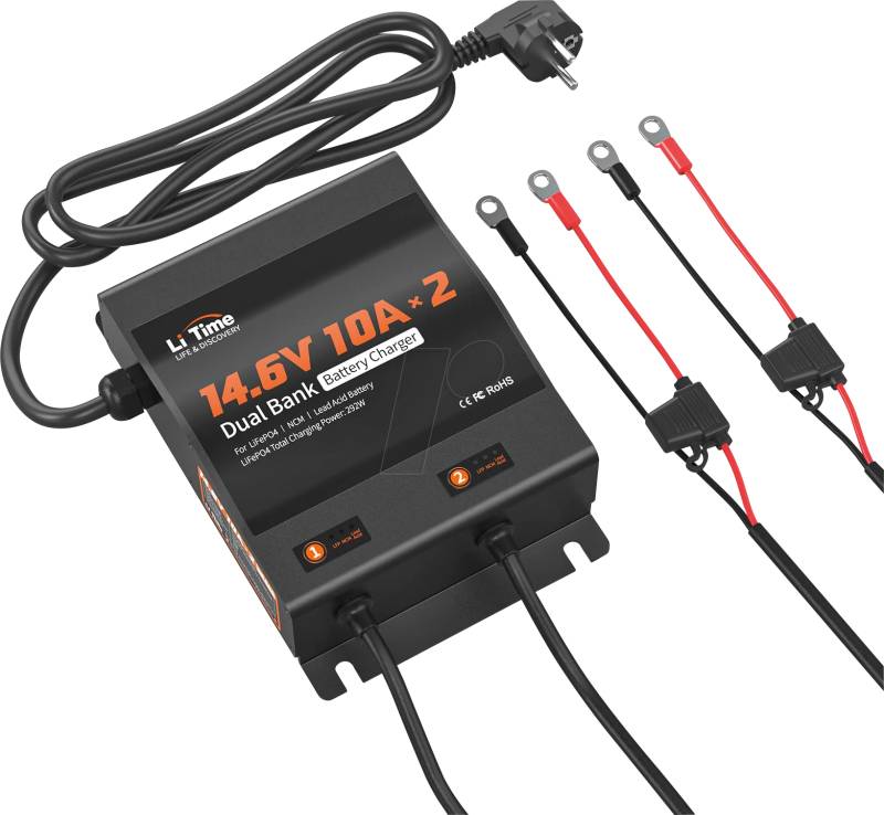 LI CH-12-10-IP-2 - Automatik-Ladegerät für LiFePO4, 14.6V 10 A, IP65 von LITIME