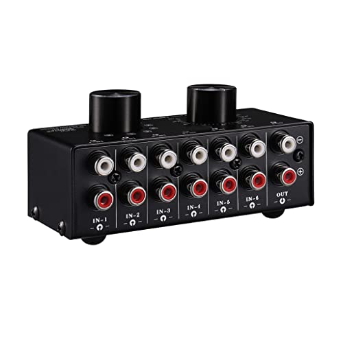 LIUASMUE Umschaltbox Umschalter Auswahl (6 Eingänge 1 Ausgang) 6-Wege Port Stereo RCA Und Composite Video Auswahl Umschaltbox 6 EIN Und 1 Ausgangsschalter von LIUASMUE