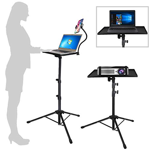 Dreibeinstativ für Laptops, Laptopständer mit verstellbarer Höhe, 50 bis 122cm, mit Schwanenhals-Handyhalterung, tragbares Dreibeinstativ für Projektoren von LIUGAST