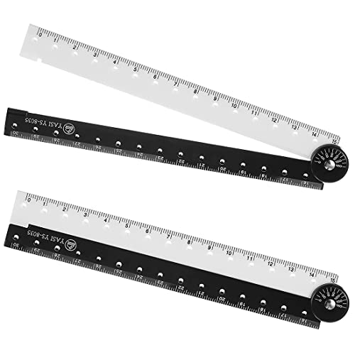 2 Stücke Acryl Schwarz Weiß Lineale 11,8 Zoll Faltbares Tragbares Einfach zu Tragendes Winkelmesser Lineal Klares Flexibles und Einstellbares Geometrie Messlineal für Zeichnung und Mess Werkzeuge von LIUJZZJ