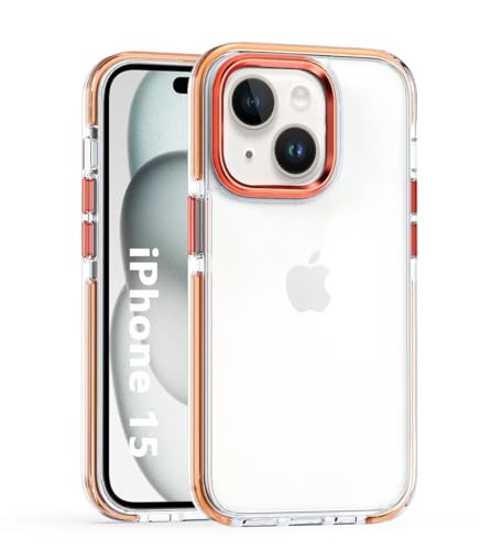 LIUKM Crystal Clear Case Compatible with iPhone 15, [Never Yellowing] [Indestructible Military Protection] Shockproof Scratch-Resistant Protective Case, Transparent Case-Orange von LIUKM