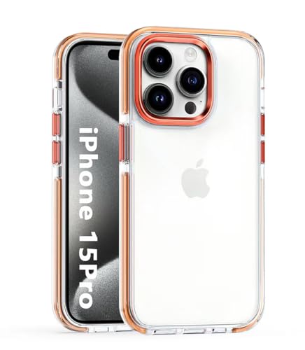 LIUKM Crystal Clear Case Compatible with iPhone 15 Pro, [Never Yellowing] [Indestructible Military Protection] Shockproof Scratch-Resistant Protective Case, Transparent Case-Orange von LIUKM