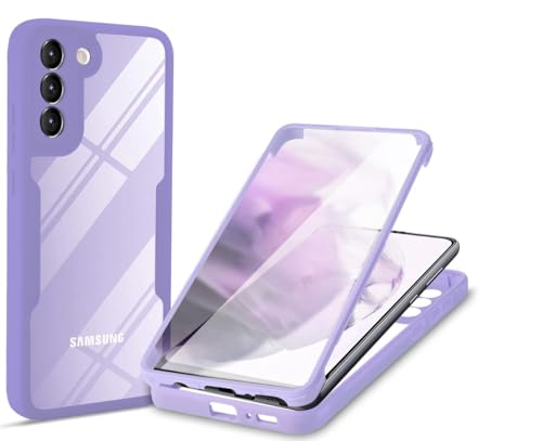 LIUKM Handyhülle für Samsung Galaxy S24,Case Silikon Eingebauter Displayschutz, Stoßfester 360 Grad Ganzkörper Hartschale Keine Vergilbungen Komplett Schutzhülle beidseitig - Lila von LIUKM