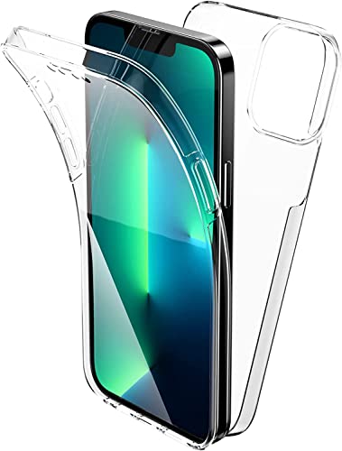 LIUKM Handyhülle für iPhone 14, Klar Case Silikon Eingebauter Displayschutz, Stoßfester 360 Grad Ganzkörper Hartschale Keine Vergilbungen Komplett Schutzhülle beidseitig - Transparente von LIUKM
