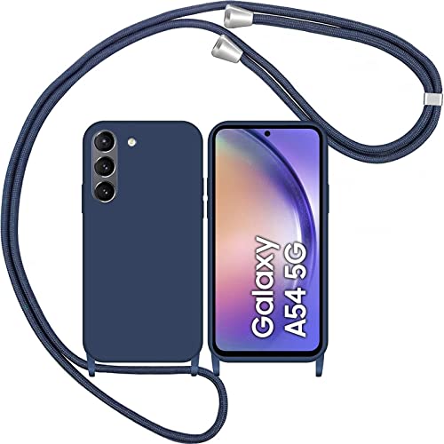 LIUKM Handykette Handyhülle kompatibel mit Apple Samsung Galaxy A54 5G | Necklace Hülle mit Band Handyhülle für zum Umhängen |Case mit Schnur | Schutzhülle mit Kordel - Blau von LIUKM