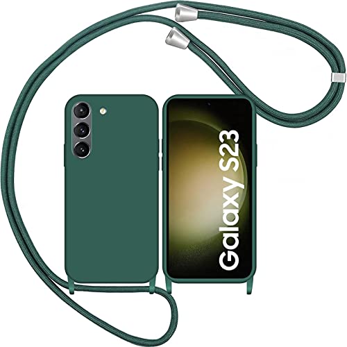 LIUKM Handykette Handyhülle kompatibel mit Apple Samsung Galaxy S23 | Necklace Hülle mit Band Handyhülle für zum Umhängen |Case mit Schnur | Schutzhülle mit Kordel - grün von LIUKM