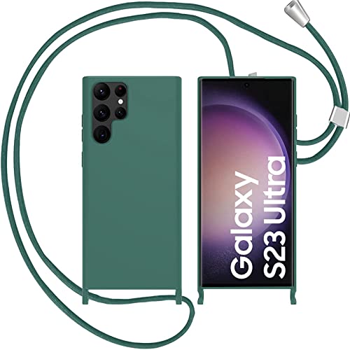 LIUKM Handykette Handyhülle kompatibel mit Apple Samsung Galaxy S23 Ultra | Necklace Hülle mit Band Handyhülle für zum Umhängen |Case mit Schnur | Schutzhülle mit Kordel - grün von LIUKM