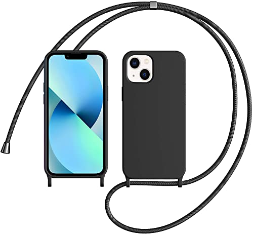 LIUKM Handykette Handyhülle kompatibel mit Apple iPhone 13 Mini | Necklace Hülle mit Band Handyhülle für zum Umhängen |Case mit Schnur | Schutzhülle mit Kordel - Schwarz von LIUKM