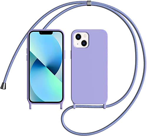 LIUKM Handykette Handyhülle kompatibel mit Apple iPhone 13 Mini | Necklace Hülle mit Band Handyhülle für zum Umhängen | Case mit Schnur | Schutzhülle mit Kordel - Violett von LIUKM