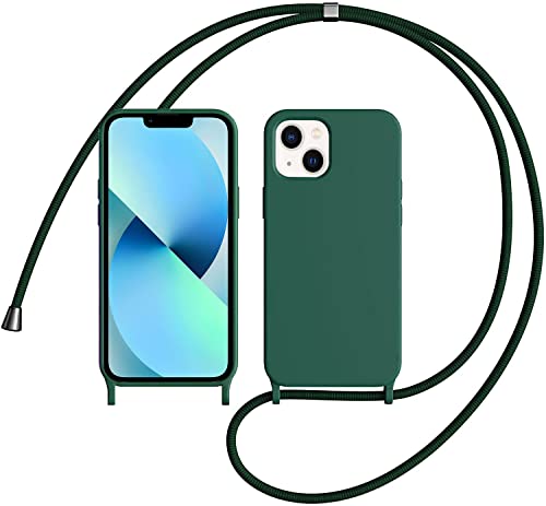 LIUKM Handykette Handyhülle kompatibel mit Apple iPhone 13 | Necklace Hülle mit Band Handyhülle für zum Umhängen | Case mit Schnur | Schutzhülle mit Kordel - Dunkelgrün von LIUKM