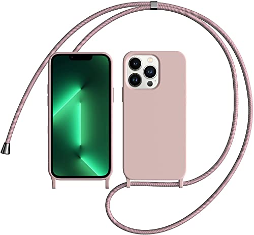 LIUKM Handykette Handyhülle kompatibel mit Apple iPhone 13 Pro Max | Necklace Hülle mit Band Handyhülle für zum Umhängen |Case mit Schnur | Schutzhülle mit Kordel - Roségold von LIUKM