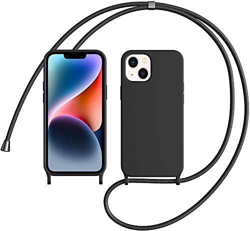 LIUKM Handykette Handyhülle kompatibel mit Apple iPhone 14 | Necklace Hülle mit Band Handyhülle für zum Umhängen |Case mit Schnur | Schutzhülle mit Kordel - Schwarz von LIUKM